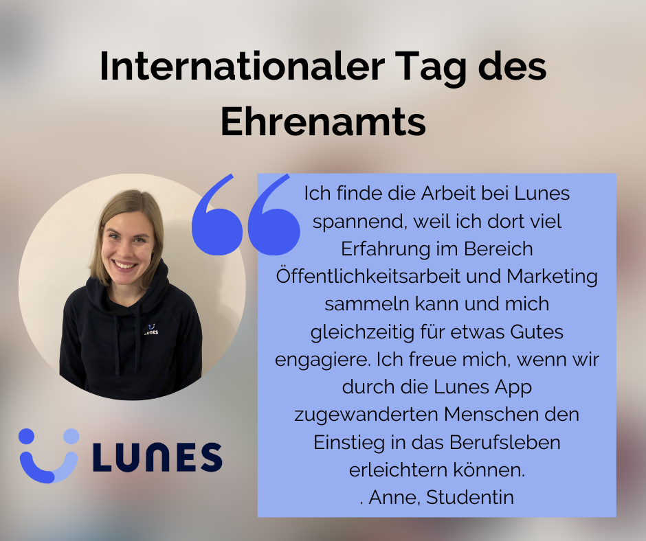 Ehrenamtliche Mitarbeiterin Anne erklärt ihre Beweggründe für das Ehrenamt bei Lunes